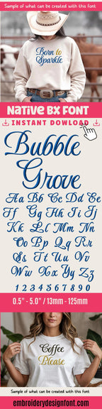 Bx Embroidery Font, Coastal Hug BX Native Font, 13–125mm Scalable!