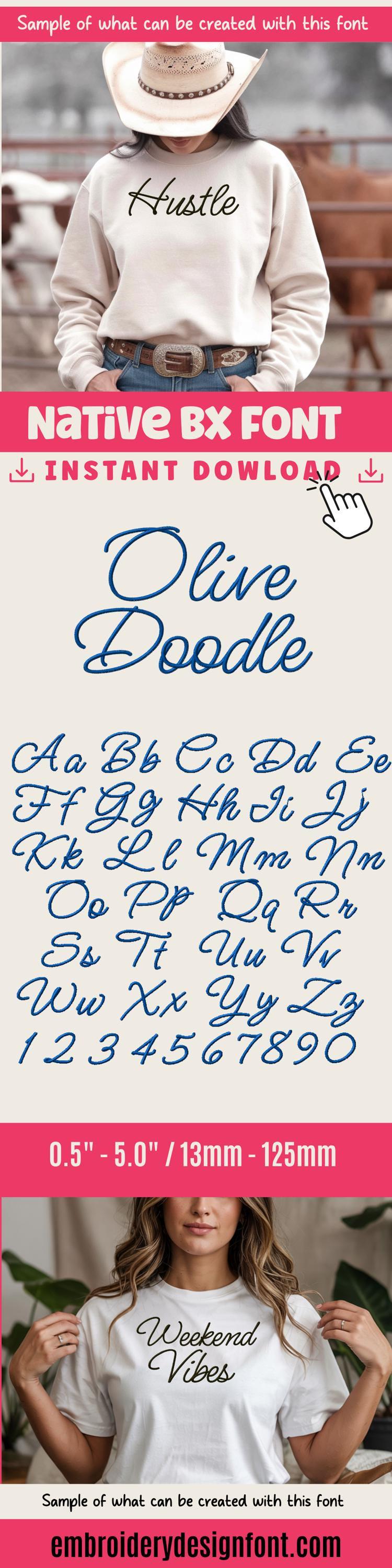 Bx Embroidery Font Coastal Hug Native BX Font 13mm–125mm Editable