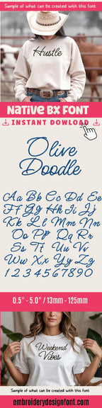 Bx Embroidery Font Coastal Hug Native BX Font 13mm–125mm Editable