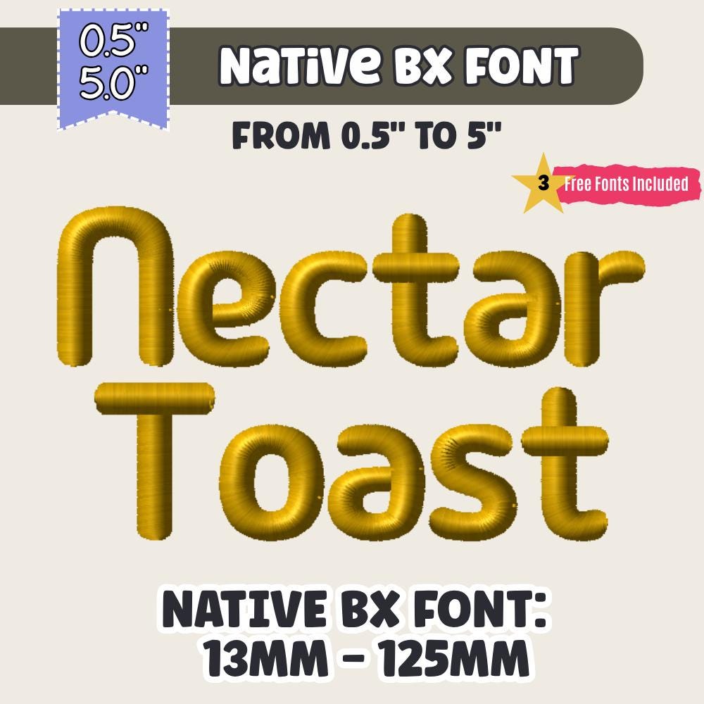 Native Bx Embroidery Font, Coastal Hug, For Embrilliance 13mm-125mm