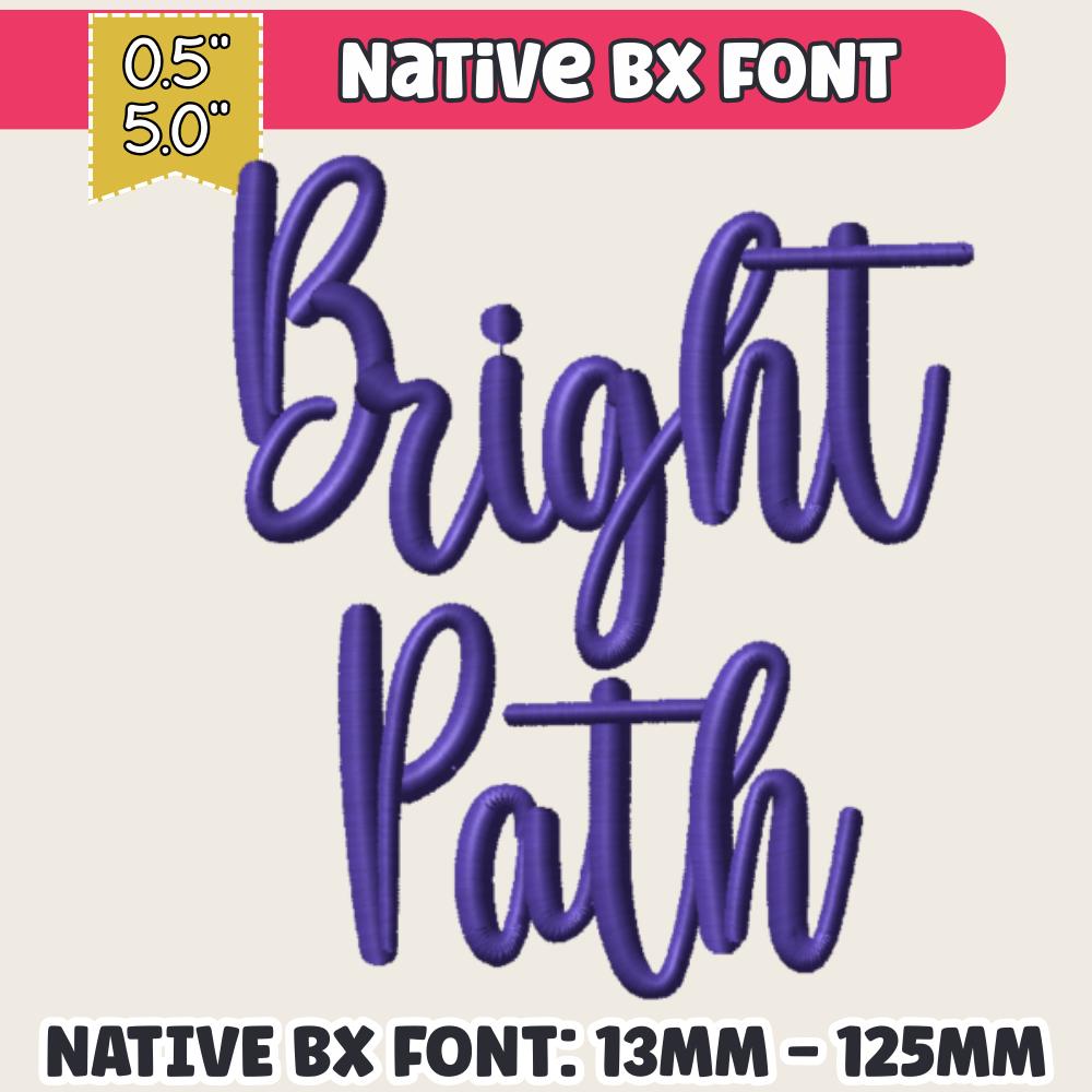 BX Embroidery Font', Thick Script Cursive Edit Alphabet, 13–125mm