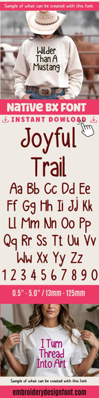 Bx Embroidery Font, Coastal Hug Script Alphabet, 13mm-125mm Native