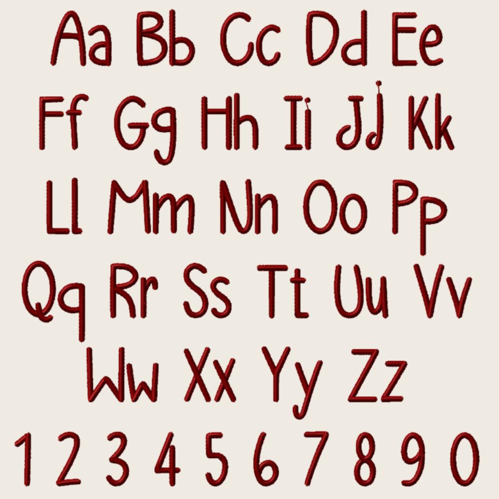 Bx Embroidery Font, Coastal Hug Script Alphabet, 13mm-125mm Native