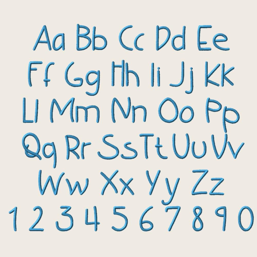 Bx Embroidery Font, Tall Skinny Cursive Monogram, Native 13–125mm