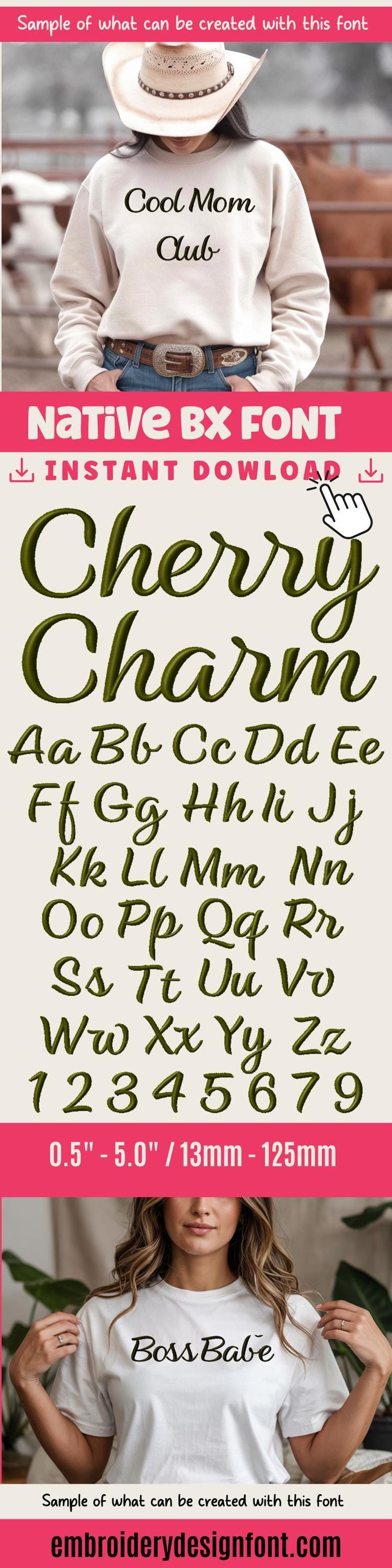 Native BX Font', Coastal Hug Embroidery Monogram, 13mm-125mm Free