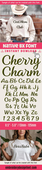 Native BX Font', Coastal Hug Embroidery Monogram, 13mm-125mm Free