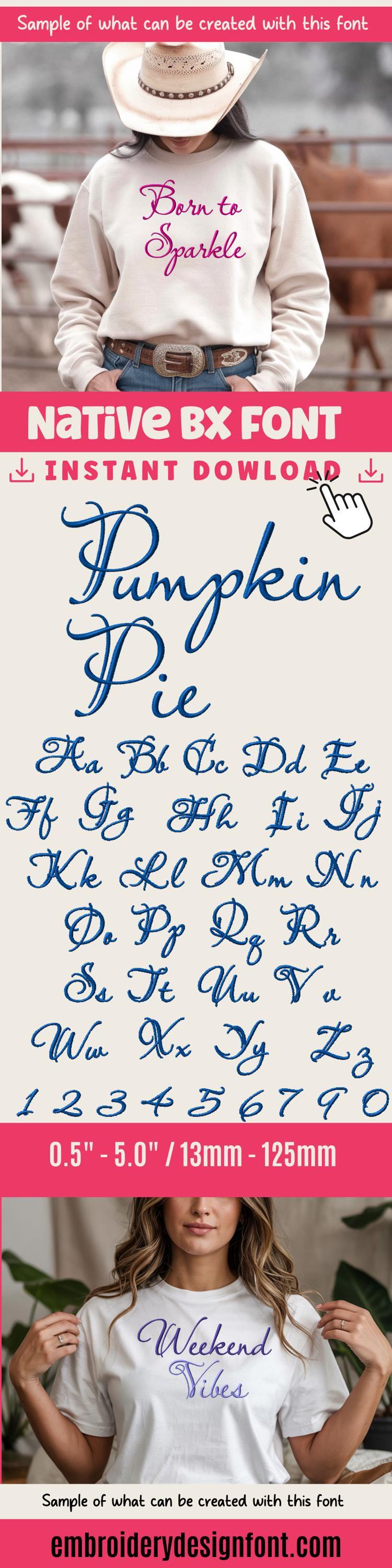 Native BX Embroidery Font, Coastal Hug BX Alphabet 13mm–125mm Size