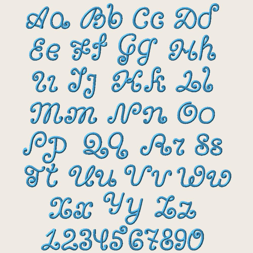 Native BX Embroidery Font, Coastal Hug Scalable 0.5-5.0in Alphabet