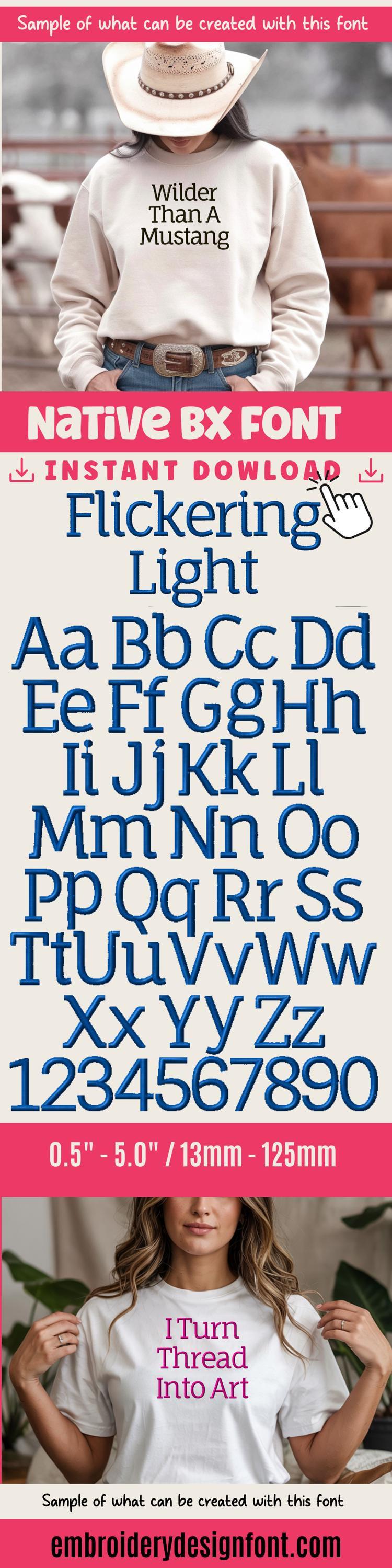 BX Embroidery Font, Coastal Hug Fully Scalable 0.5"–5" (13–125mm)