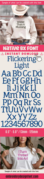 BX Embroidery Font, Coastal Hug Fully Scalable 0.5"–5" (13–125mm)