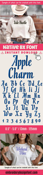 Native BX Font, Coastal Hug Embroidery Font, BX Object 13-125mm,