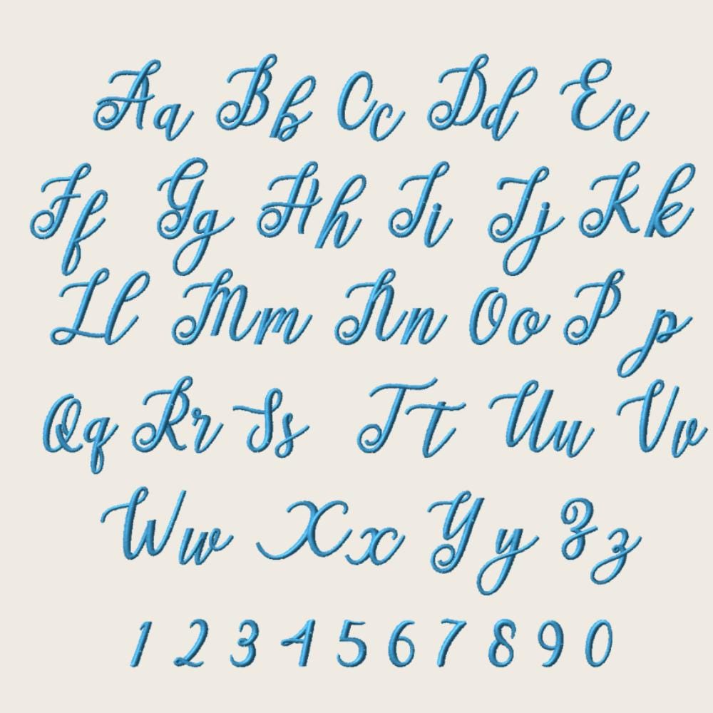 BX Embroidery Font' Coastal Hug Script Alphabet, PES-DST, 13-125mm