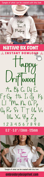 BX Embroidery Font, Taller Skinny Script Alphabet PES DST 13–125mm