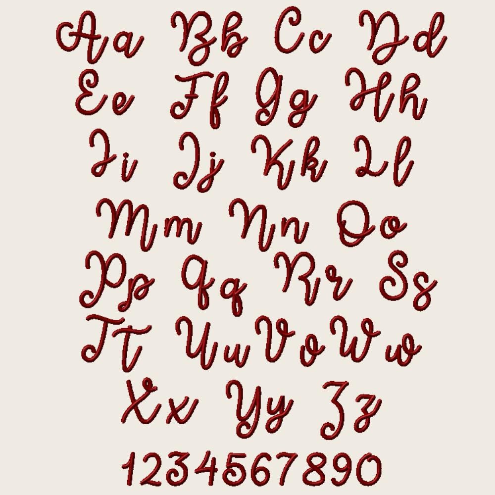 Bx Embroidery Font, Coastal Hug Native BX Script 0.5"–5" 13–125mm