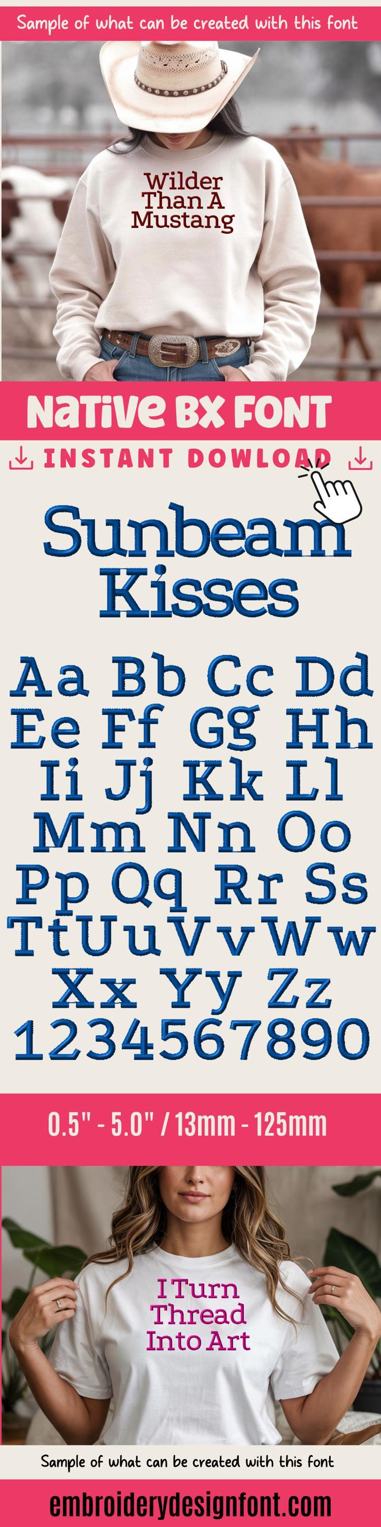 Native Bx Font' Coastal Hug Embroidery, 13mm-125mm Embrilliance