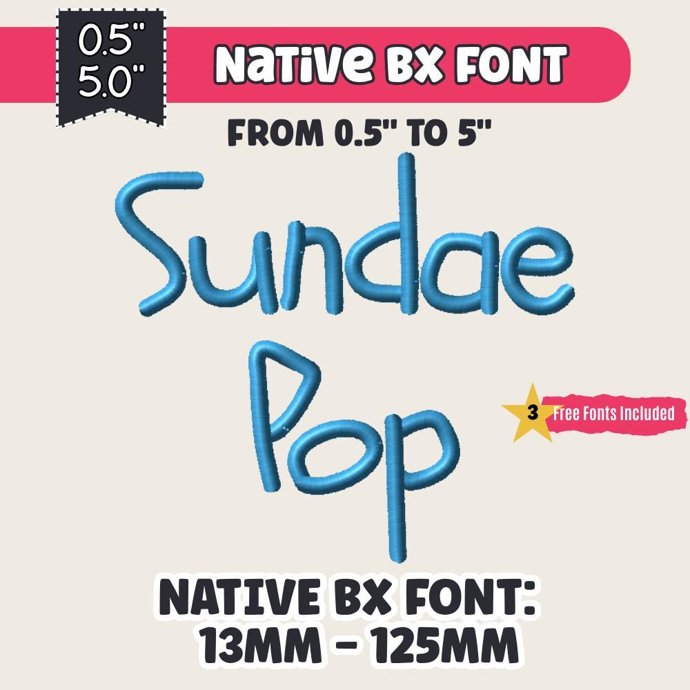 Native BX Embroidery Font' Coastal Hug, Scalable 13mm-125mm Object