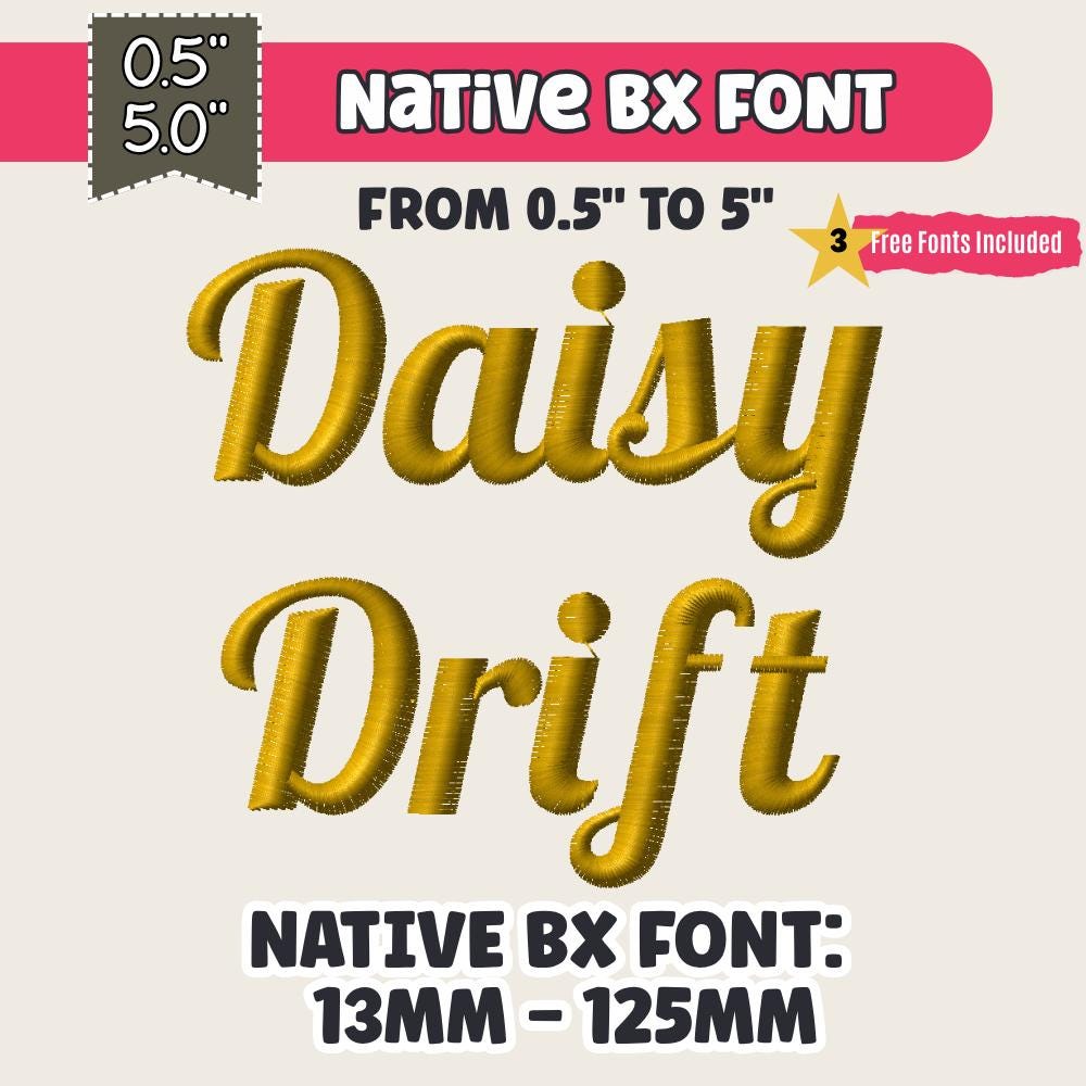 Native BX Font, Coastal Hug Embroidery Alphabet, Editable 13-125mm!