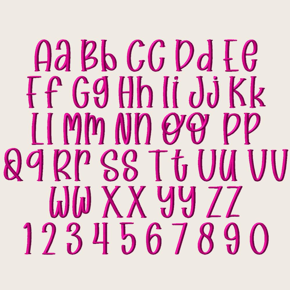 BX Embroidery Font' Tall Skinny Cursive Monogram Alphabet, 0.5-5in