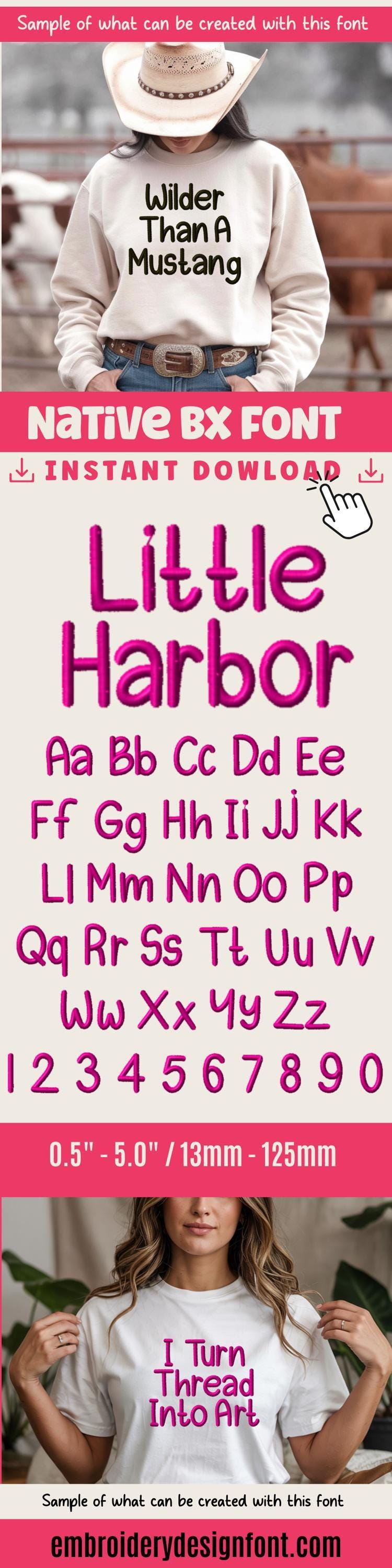 BX Embroidery Font, Tall Skinny Little Harbor Script Alphabet PES