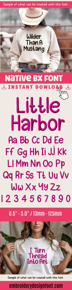 BX Embroidery Font, Tall Skinny Little Harbor Script Alphabet PES