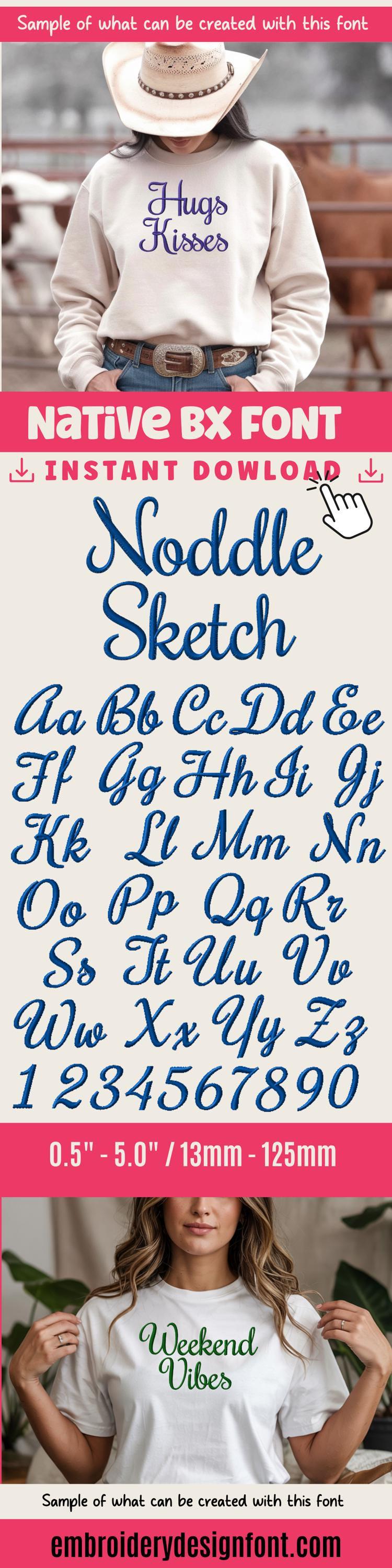 BX Embroidery Font' Coastal Hug BX Font, Embrilliance, 13-125mm