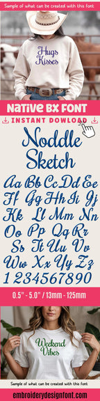 BX Embroidery Font' Coastal Hug BX Font, Embrilliance, 13-125mm