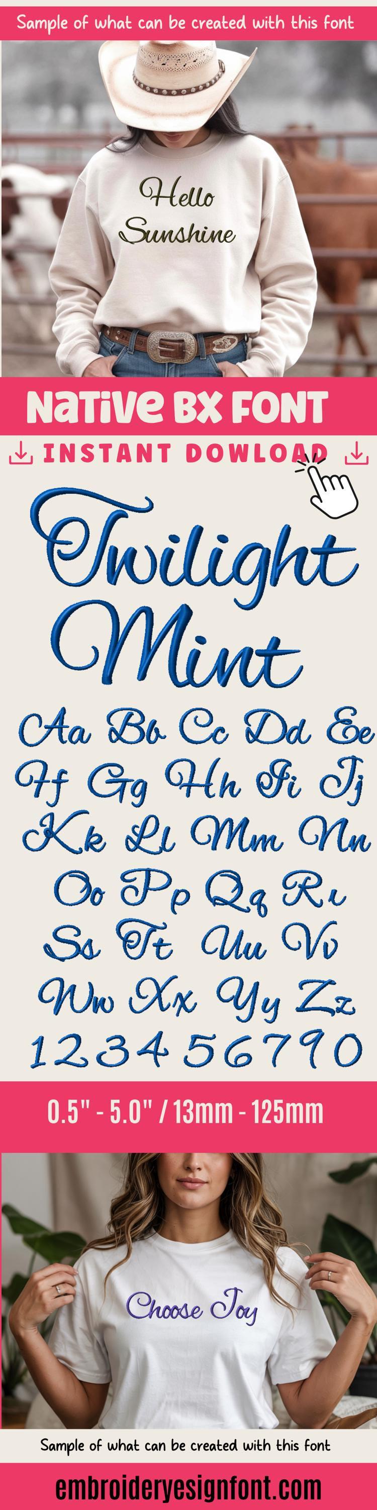 BX Embroidery Font, Coastal Hug BX Native Letterset 13-125mm Sets