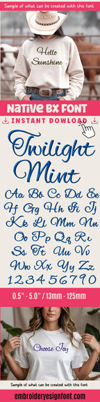 BX Embroidery Font, Coastal Hug BX Native Letterset 13-125mm Sets