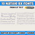 BX Embroidery Font, 10 Native BX Fonts, 13mm-125mm Resizable Upper