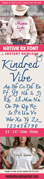 BX Embroidery Font' Coastal Hug Native BX Font, 13mm-125mm, Ready