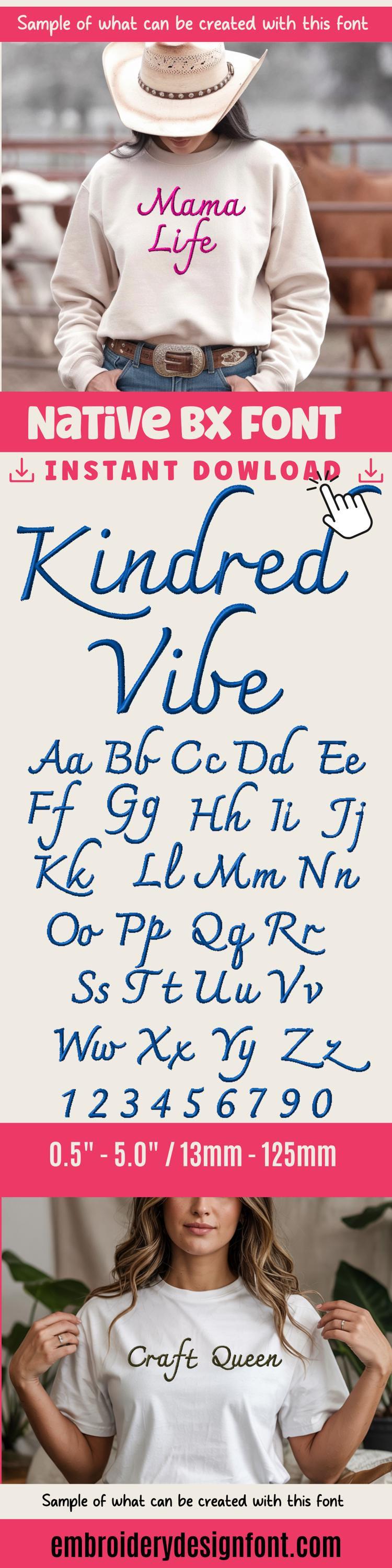 BX Embroidery Font' Coastal Hug Native BX Font, 13mm-125mm, Ready