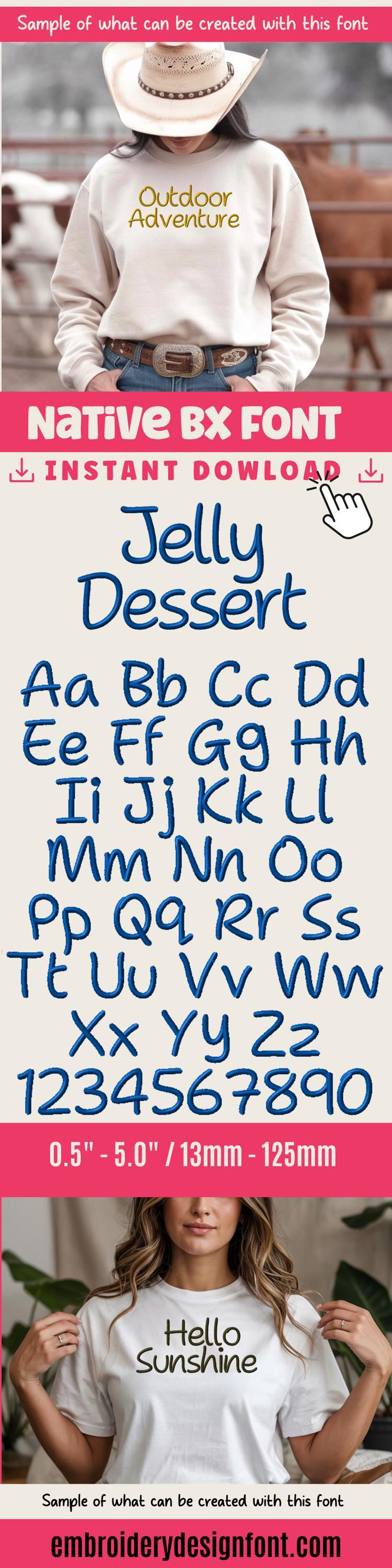 Native BX Font' Coastal Hug Embroidery Font, 13-125mm Object-Based