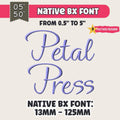 BX Embroidery Font' Coastal Hug Native BX, 13mm-125mm, UppercaseXL