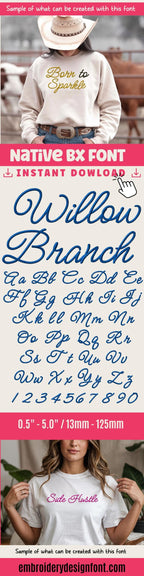 BX Embroidery Font, Coastal Hug Native, 13mm-125mm, Editable, Sew