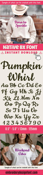 Native BX Embroidery Font, Coastal Hug, 13-125mm Editable BX