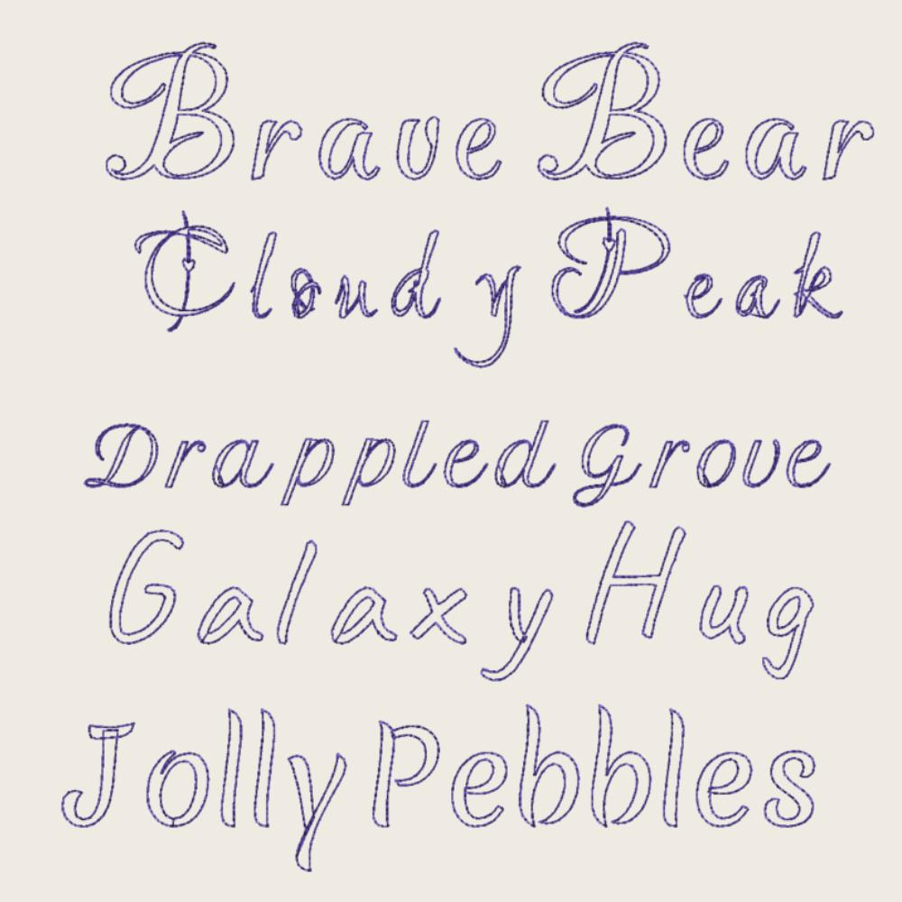 BX Embroidery Font, 10-Font Native BX Set, Embrilliance 13-125mm.