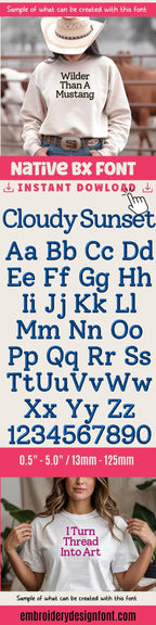 Native Bx Embroidery Font', Coastal Hug BX, 13-125mm Resizable XL