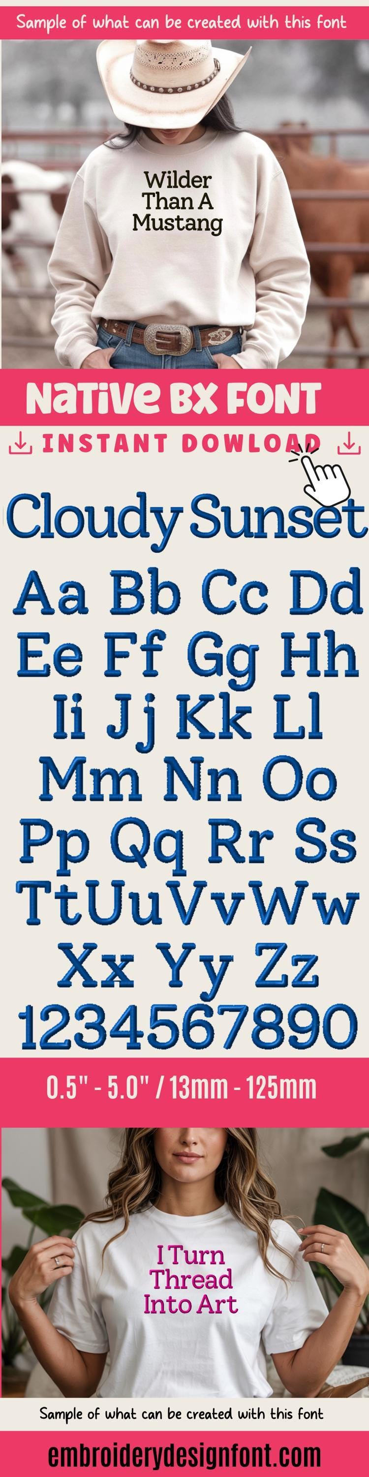 Native Bx Embroidery Font', Coastal Hug BX, 13-125mm Resizable XL