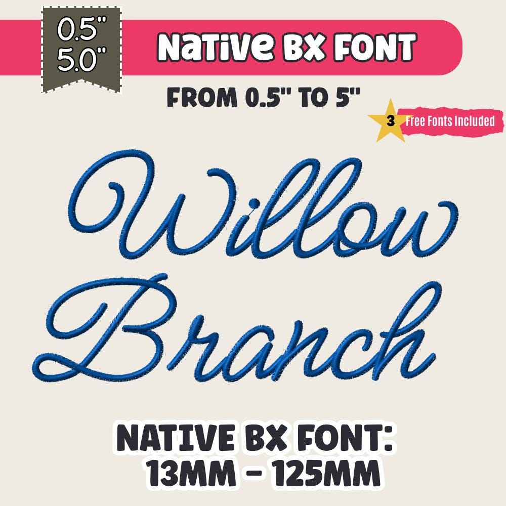 BX Embroidery Font, Coastal Hug Native, 13mm-125mm, Editable, Sew