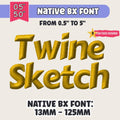 Native Bx Embroidery Font, Coastal Hug BX, 0.5"–5", Uppercase Nums