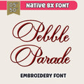 BX Embroidery Font' Thick Script Pebble Parade, 13–125mm, Cursive