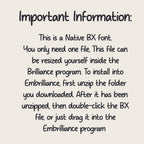 Native BX Embroidery Font, Happy Tangle BX Embrilliance 13-125mm,