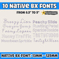 BX Embroidery Font, 10 Font Set Native BX Embrilliance 13mm-125mm