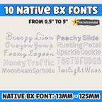 BX Embroidery Font, 10 Font Set Native BX Embrilliance 13mm-125mm