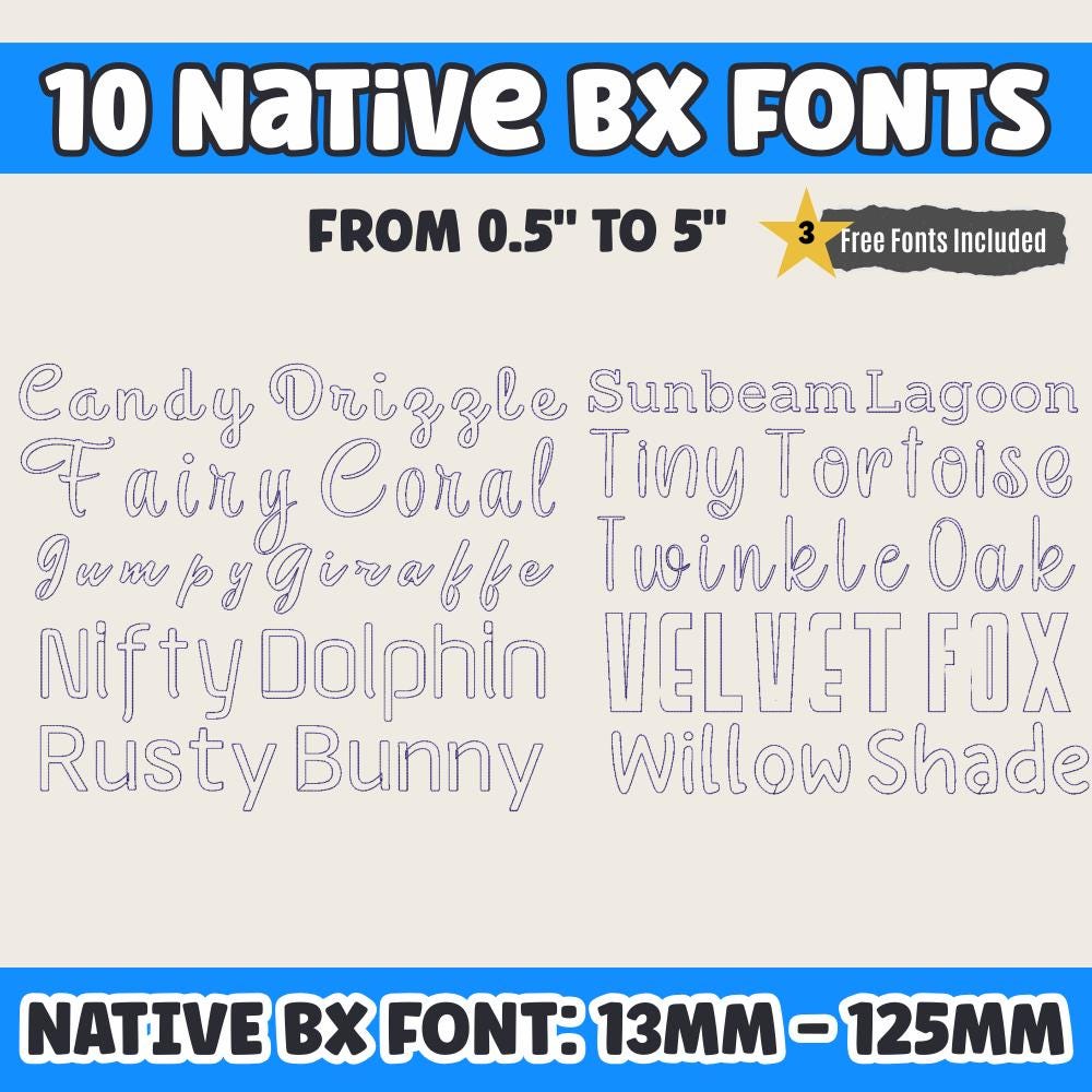 BX Embroidery Fonts', 10 Native BX Embrilliance Vintage Alphabet XL
