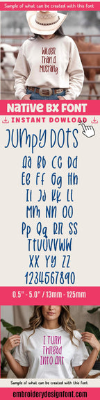 Native BX Embroidery Font, Jumpy Dots Elegant Vintage Alphabet XL