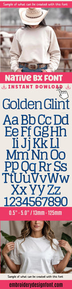BX Embroidery Font' Coastal Hug Native BX, Scalable 13mm–125mm For