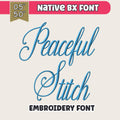 BX Embroidery Font, Skinny Script Peaceful Stitch, PES DST Cursive