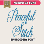 BX Embroidery Font, Skinny Script Peaceful Stitch, PES DST Cursive
