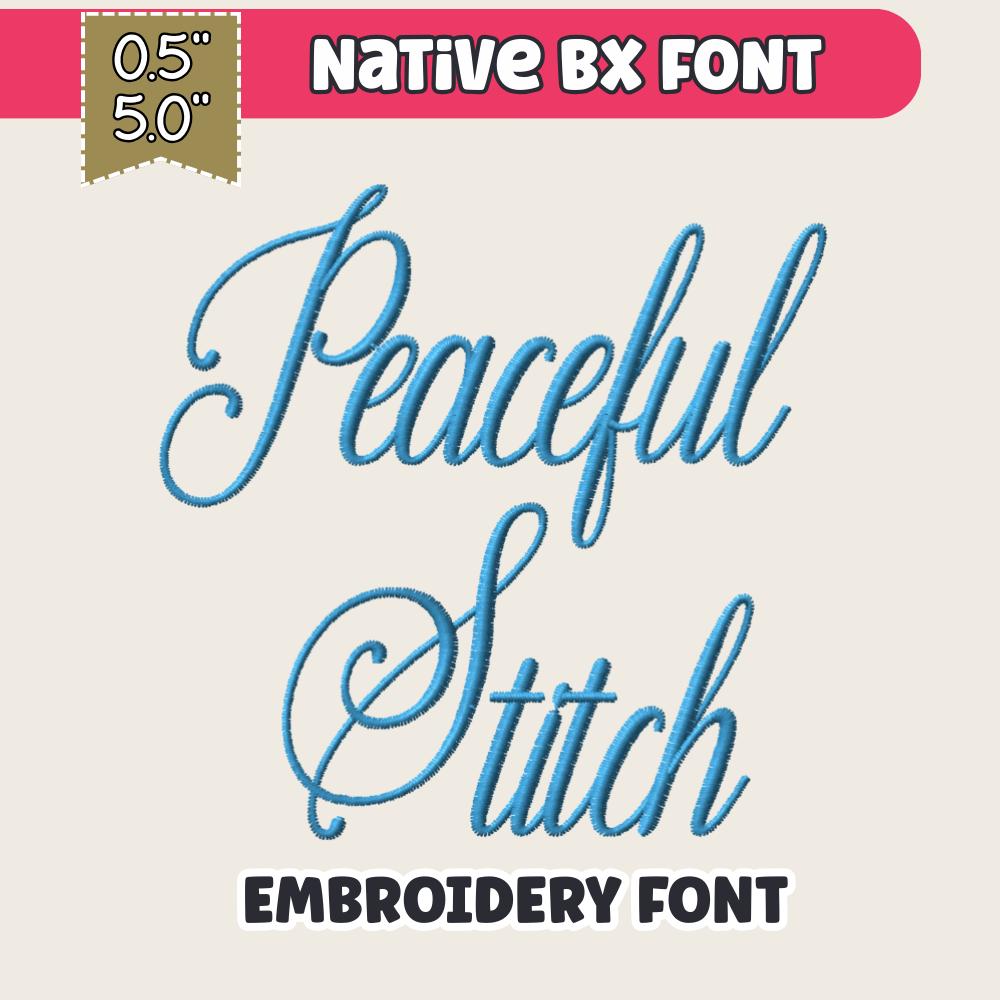 BX Embroidery Font, Skinny Script Peaceful Stitch, PES DST Cursive